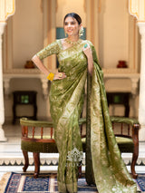 Mehendi Green Banarasi Uppada Silk Saree