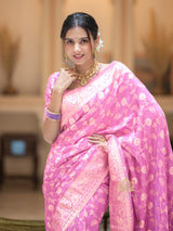 Baby Pink Banarasi Uppada Silk Saree