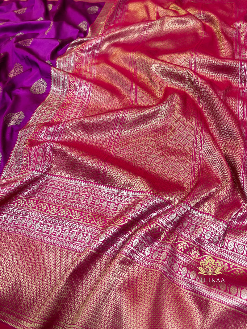 Eggplant Purple Banarasi Katan Silk Saree