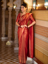 Scarlet Red Kanchipuram Silk Saree