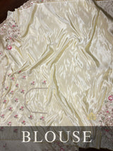 Ivory White Soft Tissue Silk Saree With Scalloped Sequins Zardozi Pearl Handwork