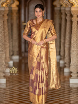 Caramel Gold Kanchipuram Tissue Silk Saree