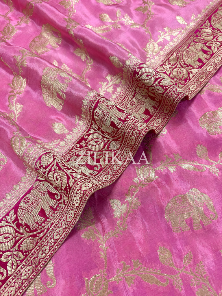 Pastel Pink Munga Silk Saree