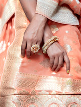 Salmon Peach Banarasi Khaddi Weaved Georgette Saree