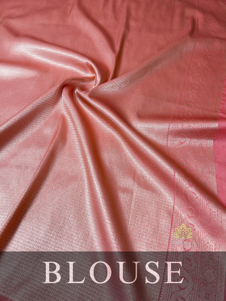 Peach Pink Kanchipuram Silk Saree