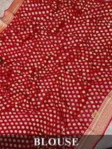 Scarlet Red Banarasi Khaddi Weaved Georgette Saree
