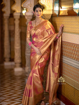 Salmon Pink Kanchipuram Tissue Silk Saree