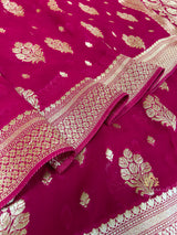 Queen Pink Banarasi Khaddi Weaved Georgette Saree