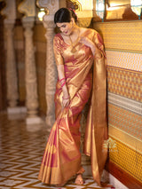 Salmon Pink Kanchipuram Tissue Silk Saree