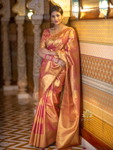 Salmon Pink Kanchipuram Tissue Silk Saree