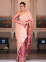 Hand-Dyed Double Shade Banarasi Uppada Silk saree