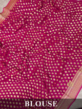 Queen Pink Banarasi Khaddi Weaved Georgette Saree
