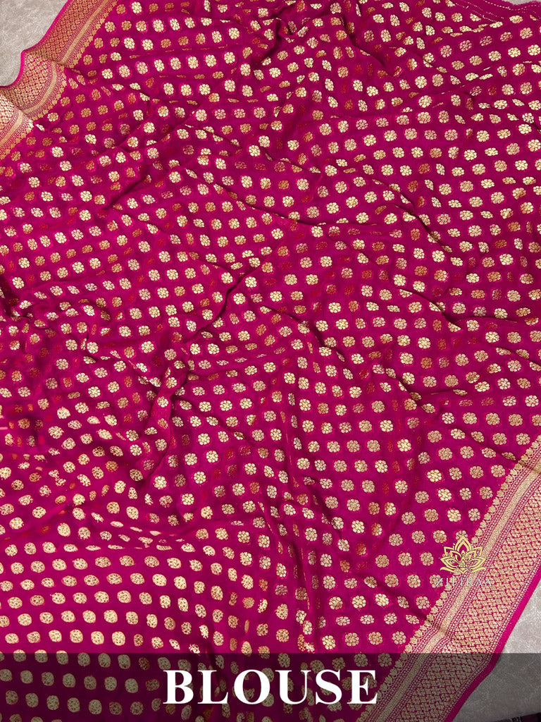 Queen Pink Banarasi Khaddi Weaved Georgette Saree