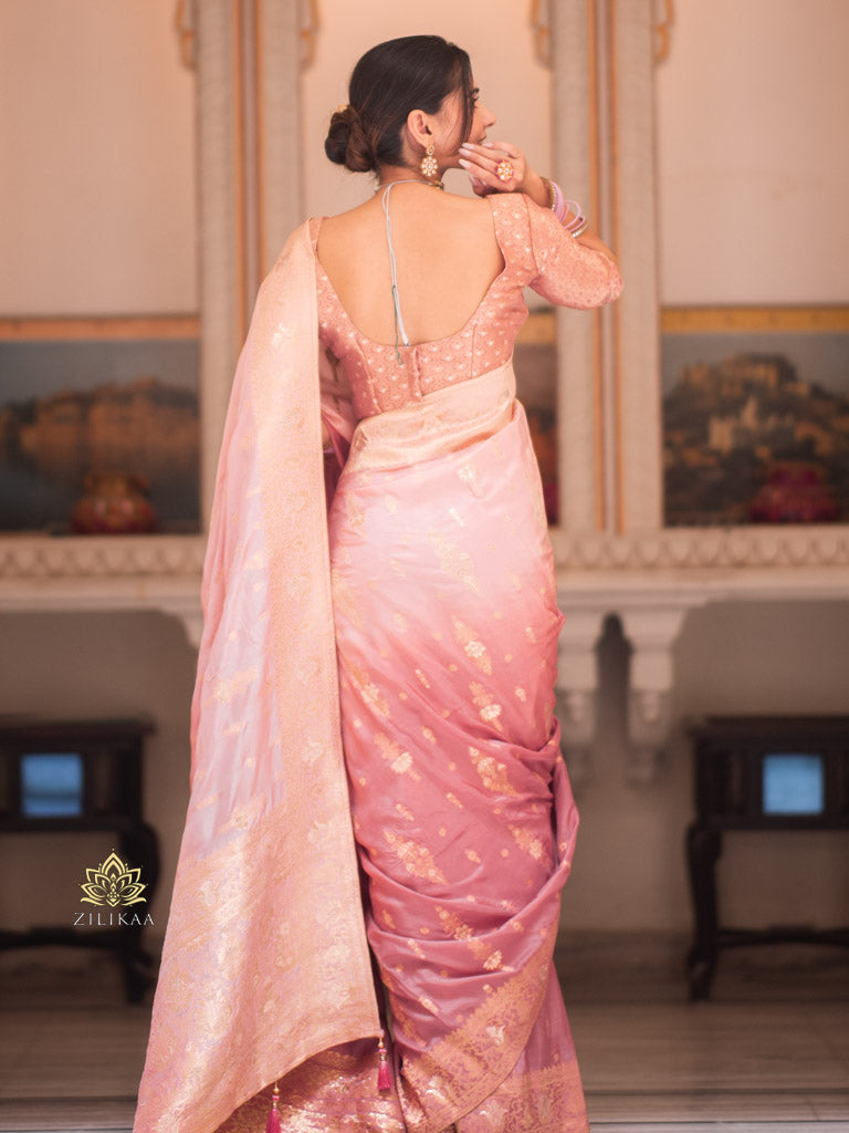 Hand-Dyed Double Shade Banarasi Uppada Silk saree