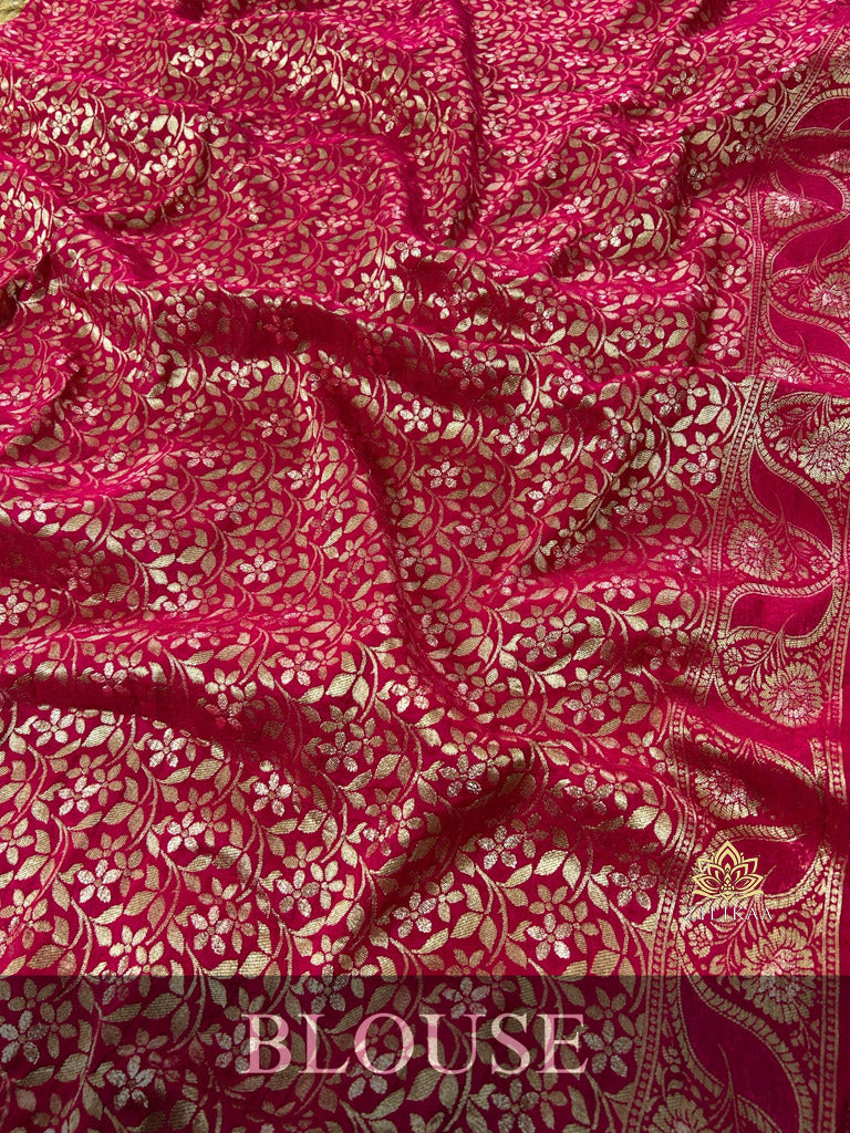 Queen Pink Banarasi Uppada Silk Saree