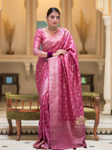 Onion Pink Banarasi Uppada Silk Saree