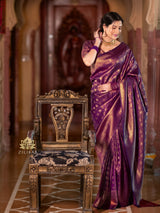 Eggplant Purple Kanjeevaram Silk Saree