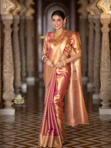 Salmon Pink Kanchipuram Tissue Silk Saree