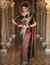 Maroon with Bottle Green  Kanchipuram Silk Saree