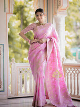 Baby Pink Banarasi Uppada Silk Saree