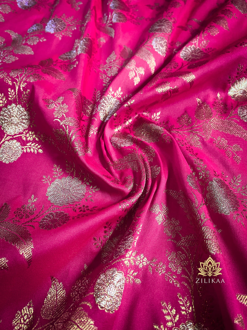 Queen Pink Banarasi Katan Silk Saree