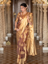 Caramel Gold Kanchipuram Tissue Silk Saree