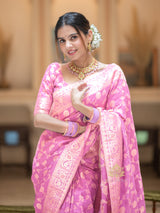 Baby Pink Banarasi Uppada Silk Saree