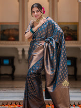 Peacock Blue Kanjeevaram Silk Saree