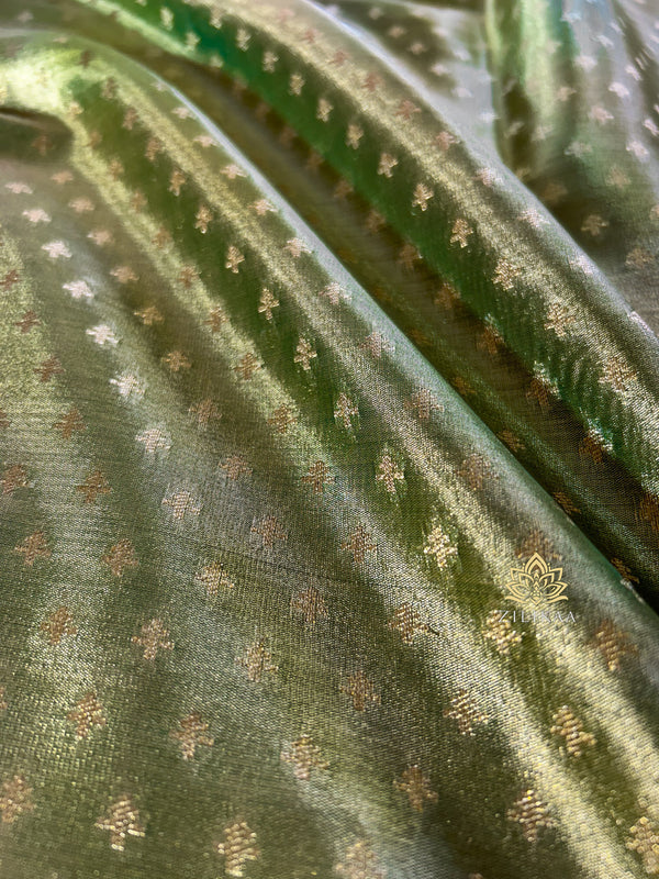 Olive Green Kanchipuram Tissue Silk Saree
