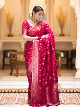 Queen Pink Banarasi Uppada Silk Saree