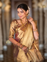 Caramel Gold Kanchipuram Tissue Silk Saree