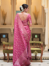 Onion Pink Banarasi Uppada Silk Saree