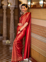 Scarlet Red Kanchipuram Silk Saree