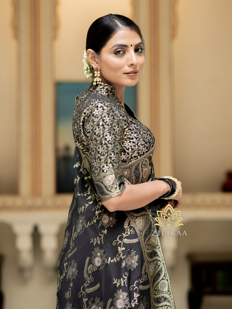 Midnight Black Uppada Silk Saree