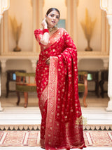 Scarlet Red Banarasi Uppada Silk Saree