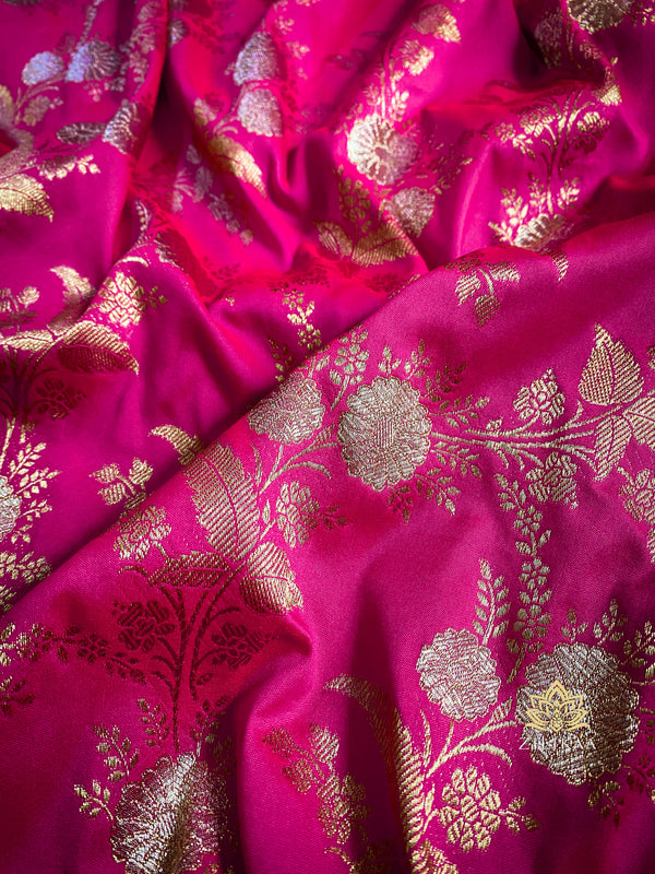 Queen Pink Banarasi Katan Silk Saree