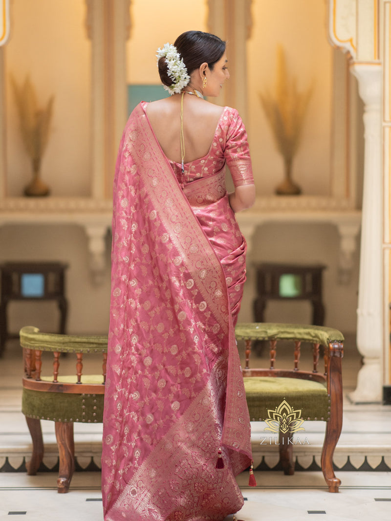 Orchid Pink Banarasi Uppada Silk Saree