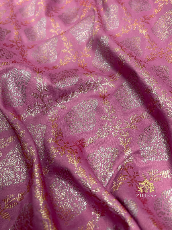 Hot Pink Banarasi Katan Silk Saree