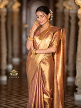 Caramel Gold Kanchipuram Tissue Silk Saree