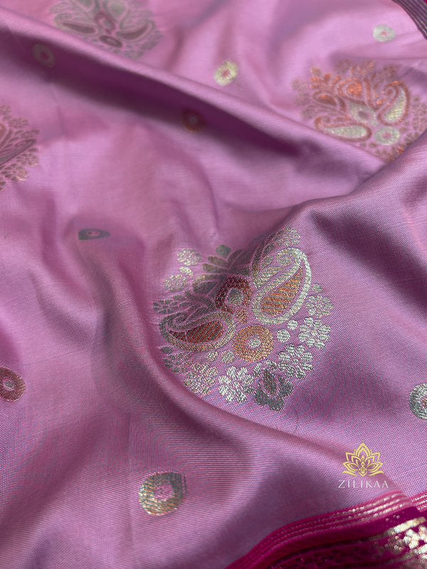 Lilac Purple Banarasi Katan Silk Saree