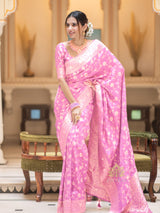 Baby Pink Banarasi Uppada Silk Saree