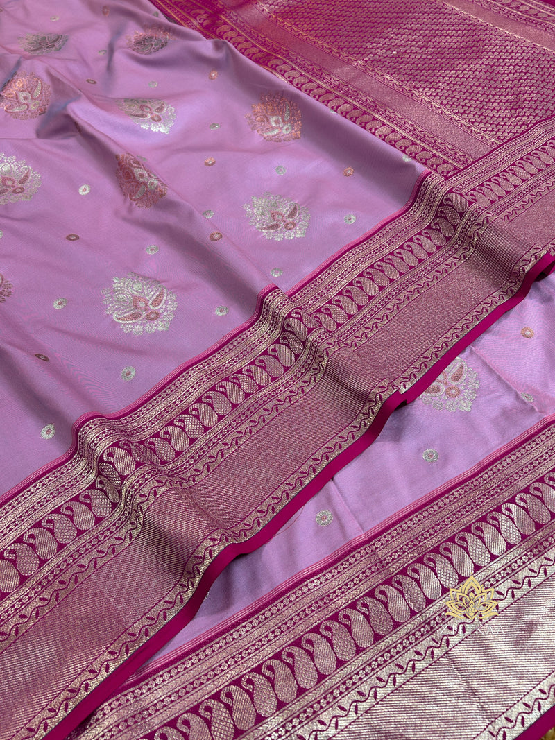 Lilac Purple Banarasi Katan Silk Saree