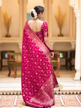 Queen Pink Banarasi Uppada Silk Saree