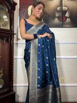 Midnight Blue Banarasi Uppada Silk Saree