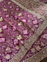 Plum Wine Zardozi Handwork Patola Munga Silk Saree