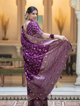 Berry Purple Banarasi Uppada Silk Saree
