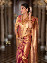 Salmon Pink Kanchipuram Tissue Silk Saree