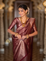 Sangria Maroon  Kanchipuram Silk Saree