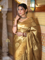 Vintage Gold Kanchipuram Tissue Silk Saree