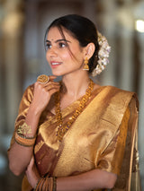 Caramel Gold Kanchipuram Tissue Silk Saree